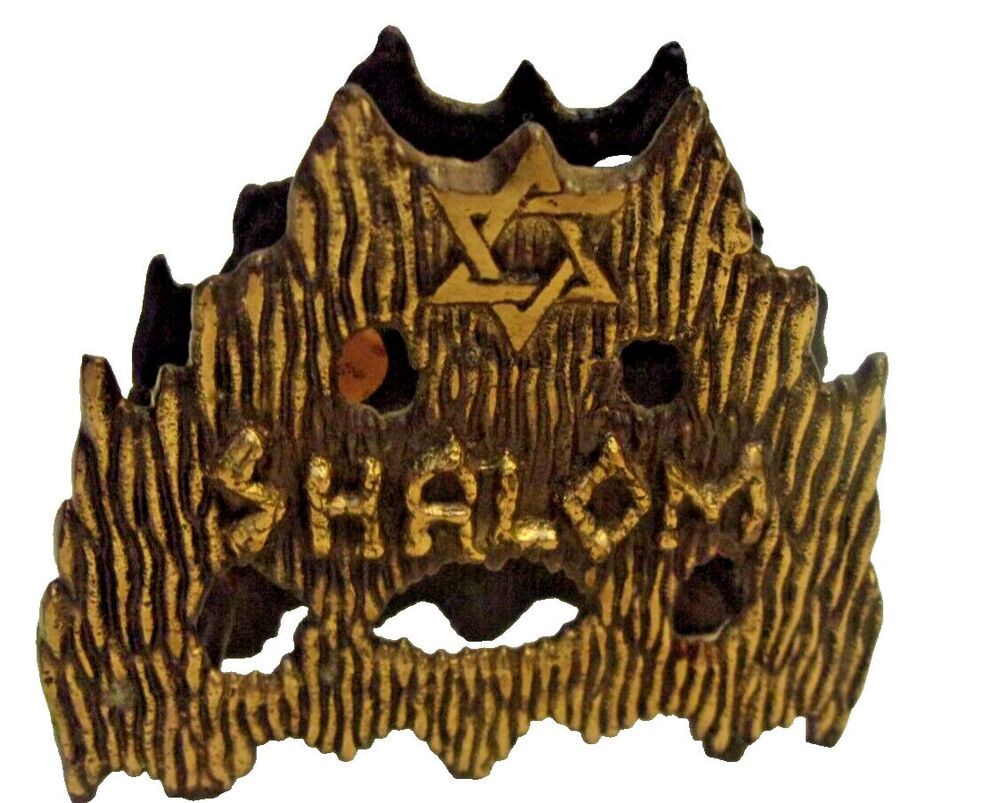 Accessory Shalom Star of David  Brass  Napkin Mail  Holder Israel Vintage
